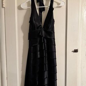 BCX Black Satin Halter Dress
